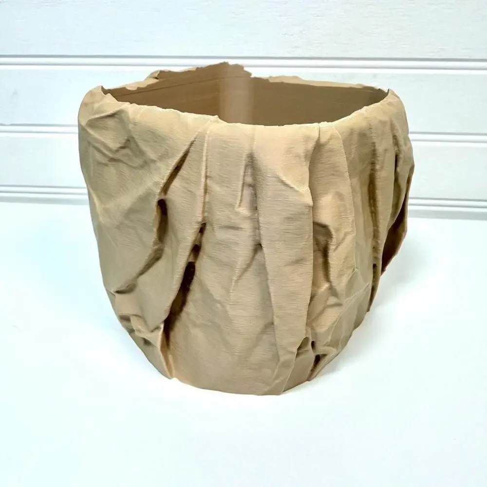 Crumpled Paper Pot, Cachepot Planter, Square Indoor Tabletop Plant Pot